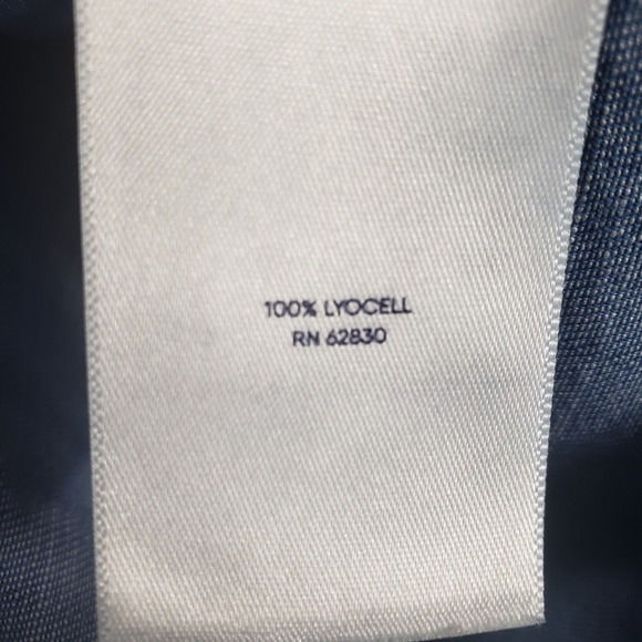 Lands' End Women M Chambray Shirt Dress Blue Denim Short Sleeve Button‎ Front - Picture 7 of 8